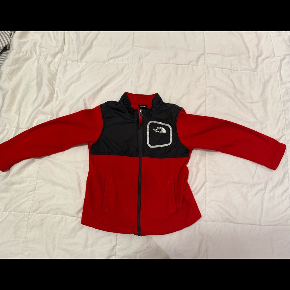 The North Face fleece toddler jacket red and black